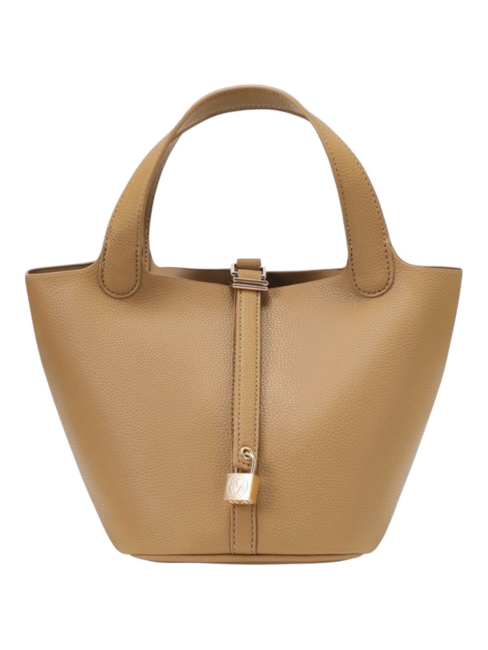 Valentino Orlandi Khaki Bucket Bag Pebbled Faux Leather Tan Tote NWT
